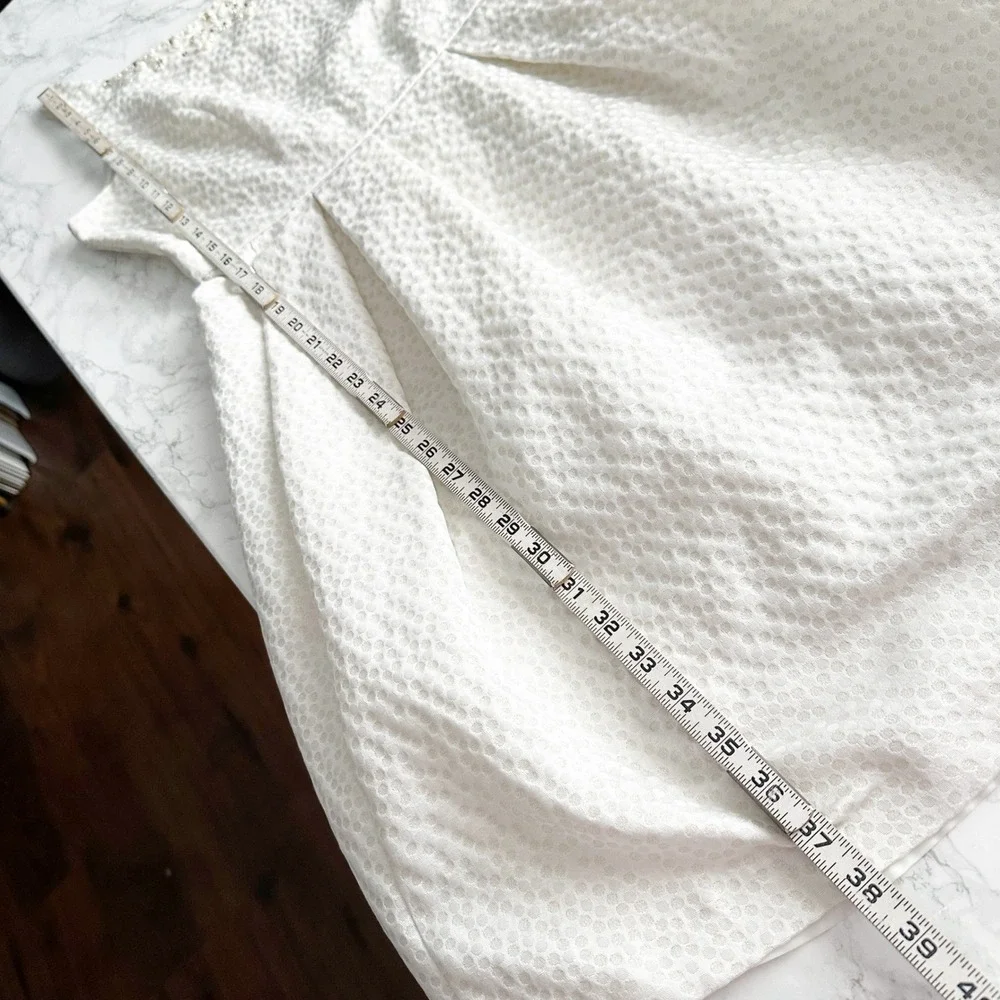 Eliza J White Shimmer Embellished Neckline Sleeveless‎ Fit Flare Dress Size 12 - Picture 13 of 15